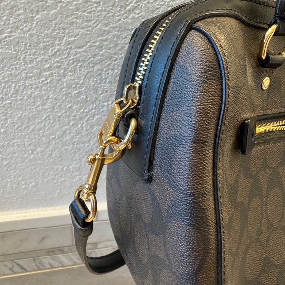 Coach Satchel Bag in signature canvas black & brown -Rowan - Picture 5 of 11